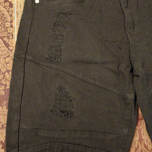 Blind Trust Brand Men''s Distressed Jean Shorts Black Colorway Slim Fit Size 32 - Picture 3 of 7